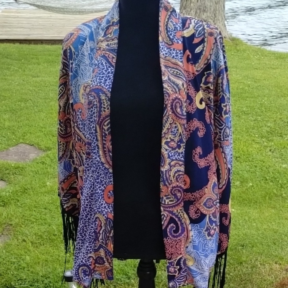 Fun & Flirt Navy and Coral Kimono